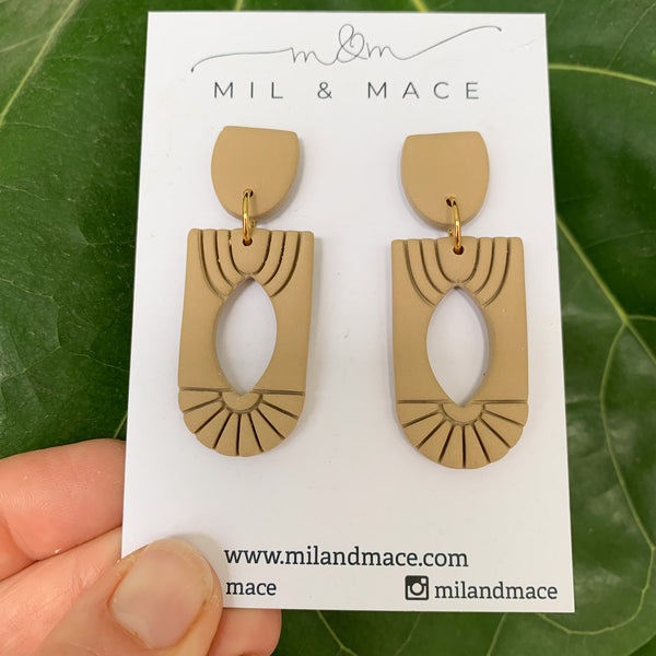 Charleston Latte Polymer Clay Dangle Earrings