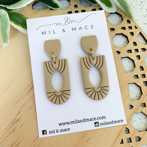 Charleston Latte Polymer Clay Dangle Earrings