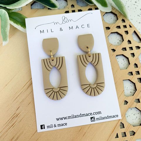 Charleston Latte Polymer Clay Dangle Earrings