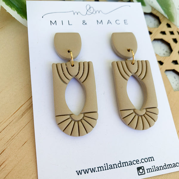 Charleston Latte Polymer Clay Dangle Earrings