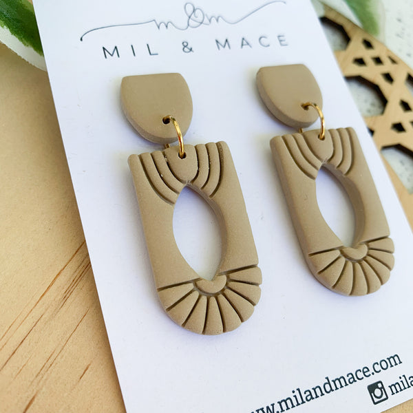 Charleston Latte Polymer Clay Dangle Earrings