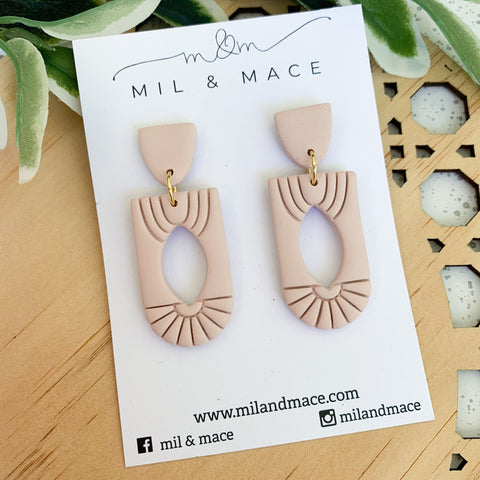 Charleston Pale Pink Polymer Clay Dangle Earrings