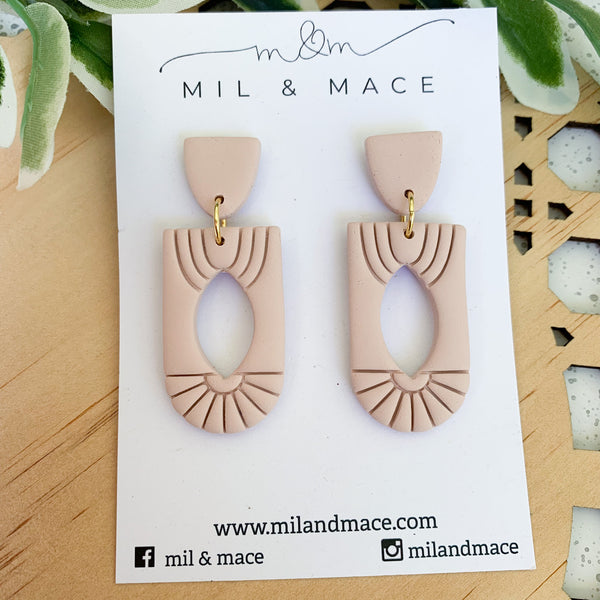 Charleston Pale Pink Polymer Clay Dangle Earrings