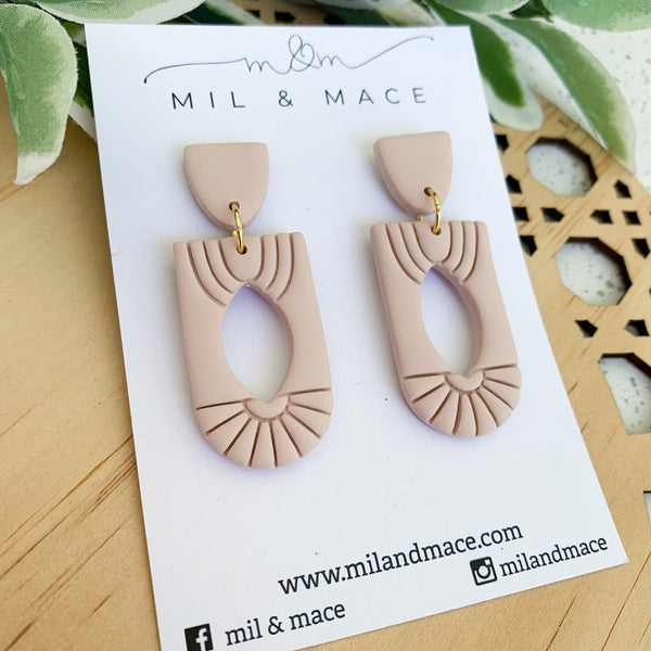 Charleston Pale Pink Polymer Clay Dangle Earrings