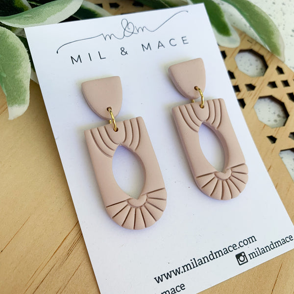 Charleston Pale Pink Polymer Clay Dangle Earrings