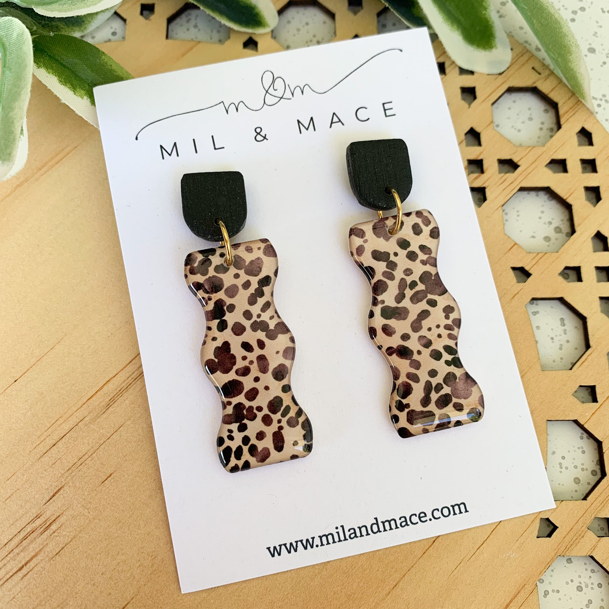 Cheetah Spot Yupo Dangle Earrings