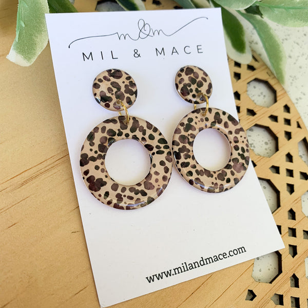 Cheetah Spot Yupo Dangle Earrings