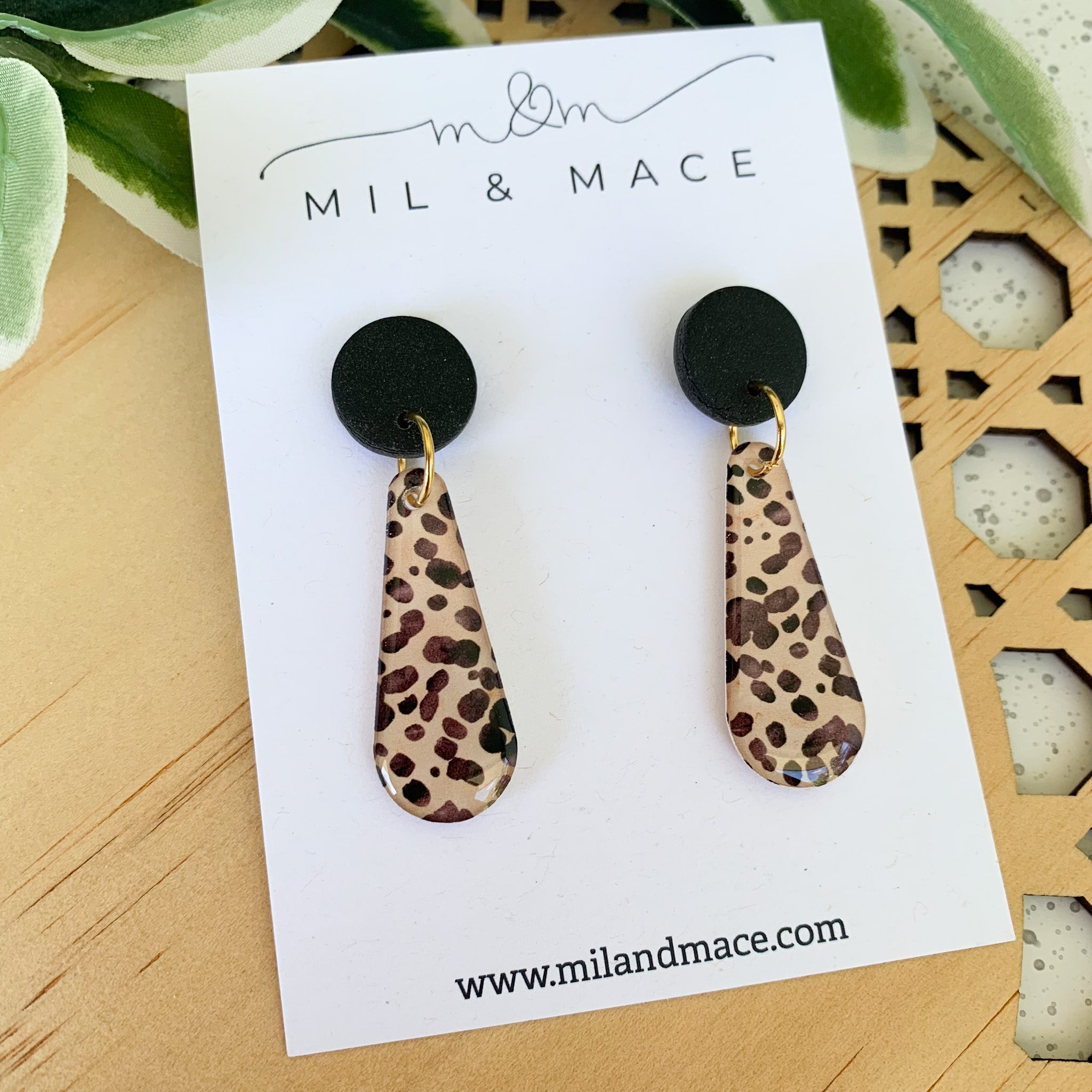 Cheetah Spot Yupo Dangle Earrings