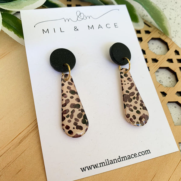 Cheetah Spot Yupo Dangle Earrings