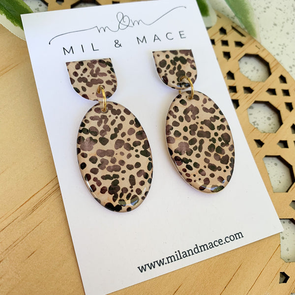 Cheetah Spot Yupo Dangle Earrings