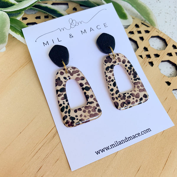 Cheetah Spot Yupo Dangle Earrings