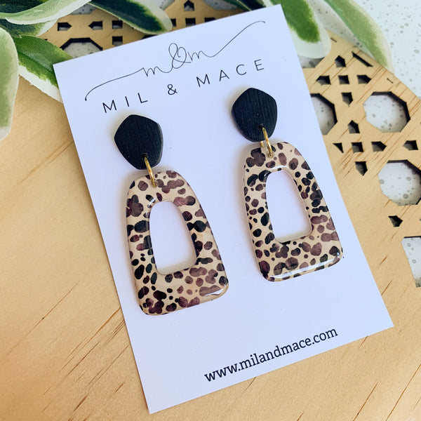 Cheetah Spot Yupo Dangle Earrings