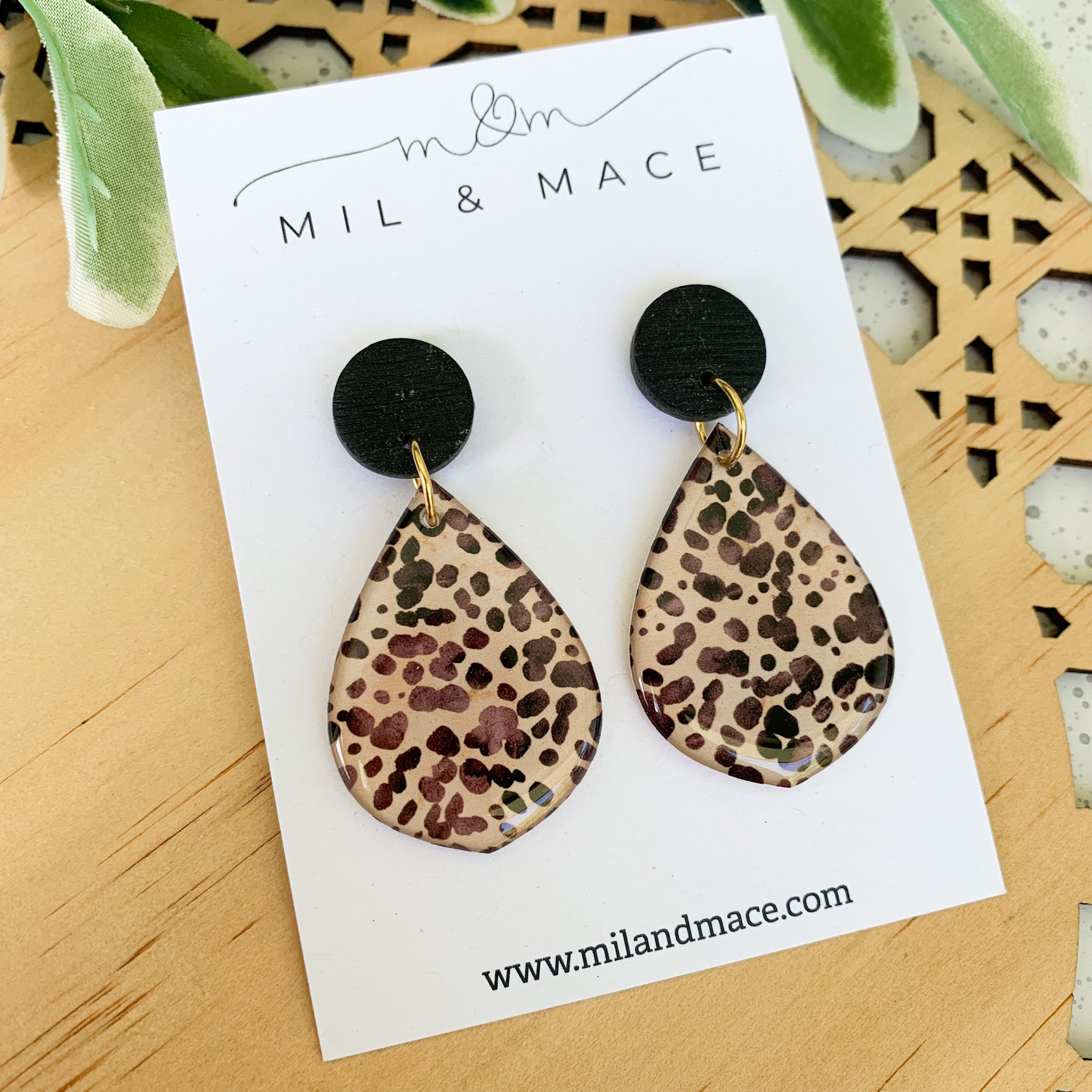 Cheetah Spot Yupo Dangle Earrings