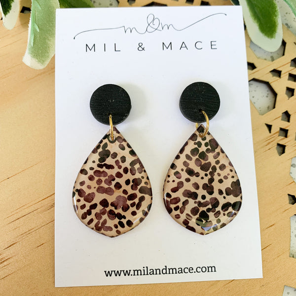 Cheetah Spot Yupo Dangle Earrings