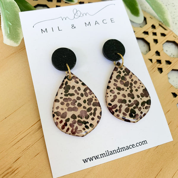 Cheetah Spot Yupo Dangle Earrings