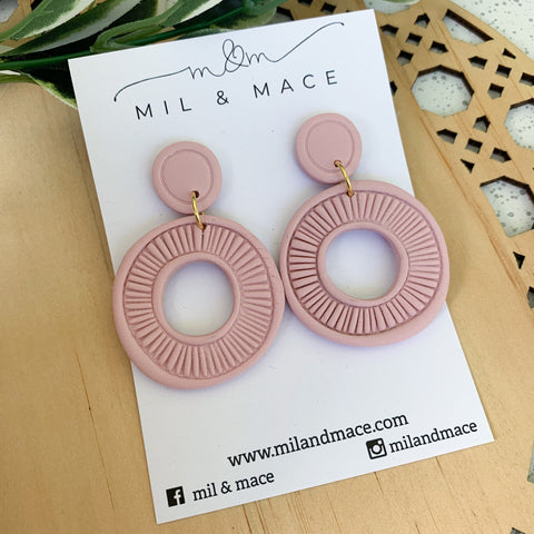 Sarah Pink Organic Polymer Clay Dangle Earrings