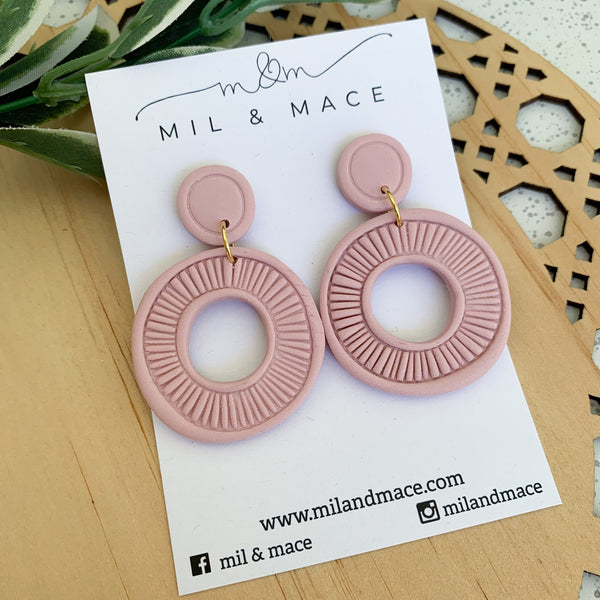 Sarah Pink Organic Polymer Clay Dangle Earrings