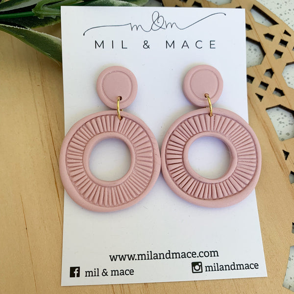 Sarah Pink Organic Polymer Clay Dangle Earrings