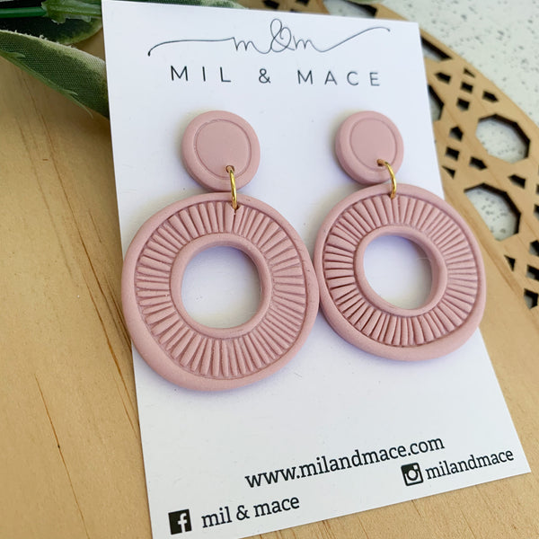 Sarah Pink Organic Polymer Clay Dangle Earrings