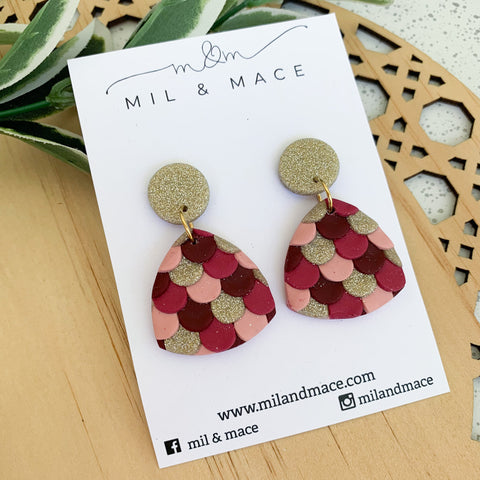 Pinata Burgundy Polymer Clay Dangle Earrings