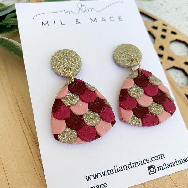 Pinata Burgundy Polymer Clay Dangle Earrings