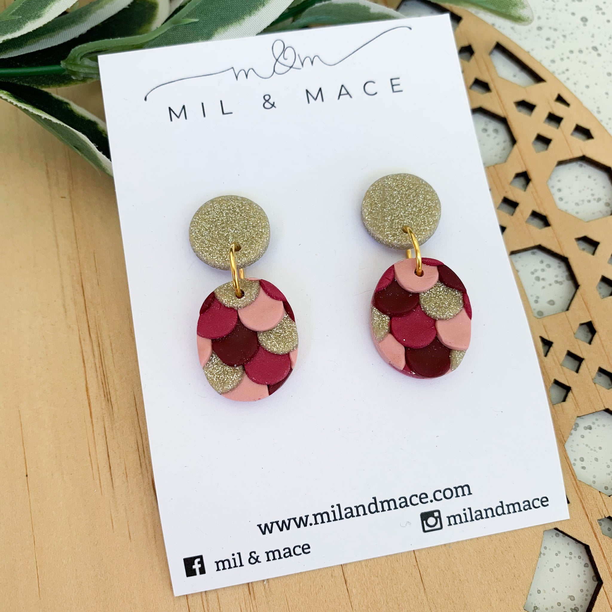 Pinata Burgundy Polymer Clay Dangle Earrings