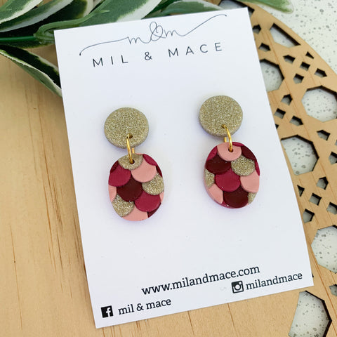 Pinata Burgundy Polymer Clay Dangle Earrings