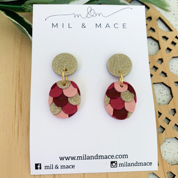 Pinata Burgundy Polymer Clay Dangle Earrings