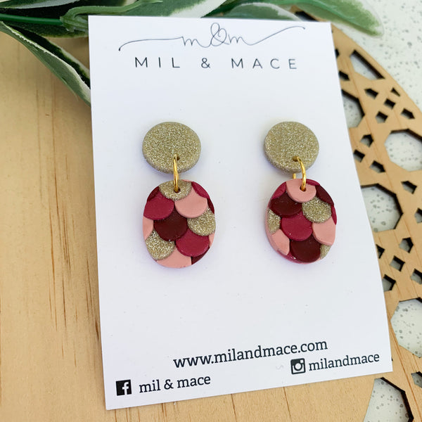 Pinata Burgundy Polymer Clay Dangle Earrings