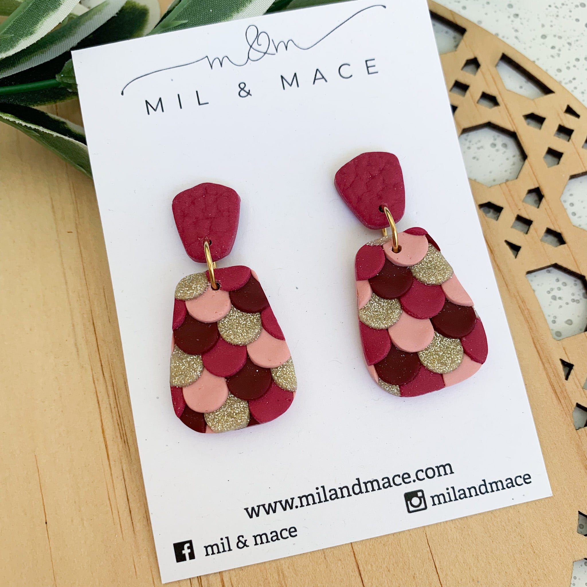 Pinata Burgundy Polymer Clay Dangle Earrings