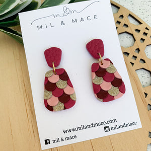 Pinata Burgundy Polymer Clay Dangle Earrings