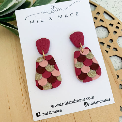 Pinata Burgundy Polymer Clay Dangle Earrings