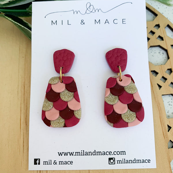 Pinata Burgundy Polymer Clay Dangle Earrings