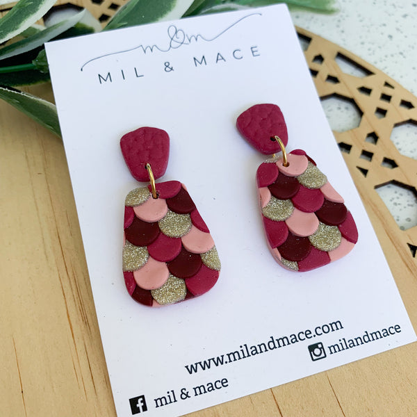 Pinata Burgundy Polymer Clay Dangle Earrings