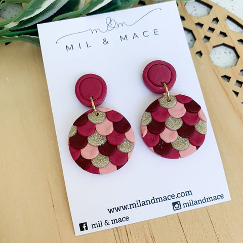 Pinata Burgundy Polymer Clay Dangle Earrings