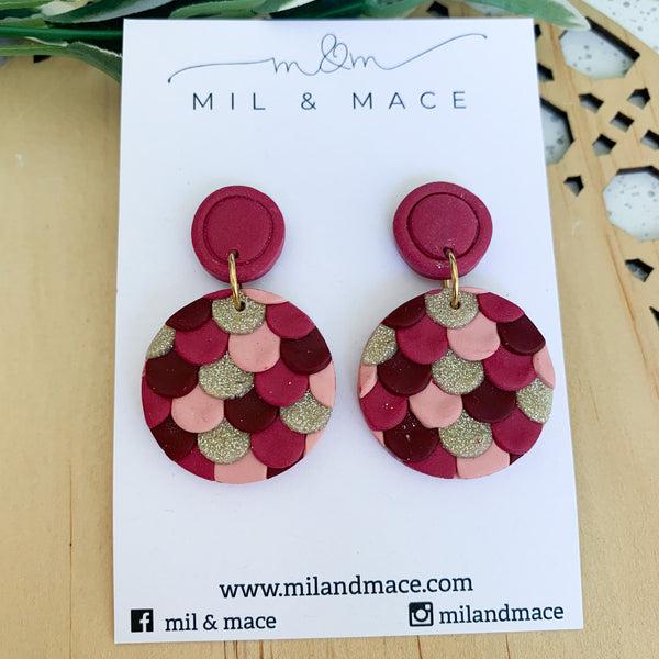 Pinata Burgundy Polymer Clay Dangle Earrings