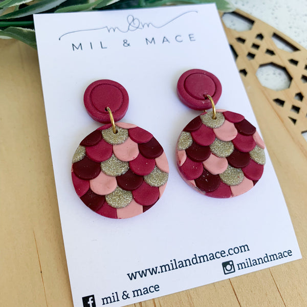 Pinata Burgundy Polymer Clay Dangle Earrings