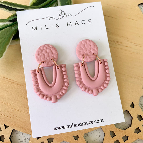 Pink Polymer Clay Dangle Earrings