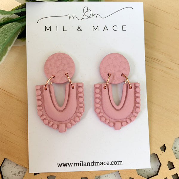 Pink Polymer Clay Dangle Earrings