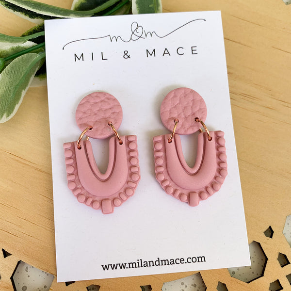 Pink Polymer Clay Dangle Earrings