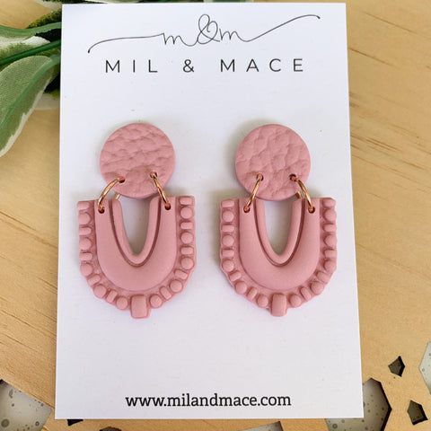 Pink Polymer Clay Dangle Earrings