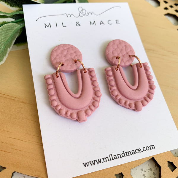 Pink Polymer Clay Dangle Earrings