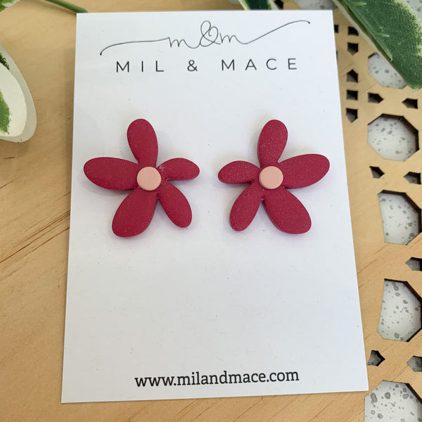 Spring Daisies Polymer Clay Stud Earrings