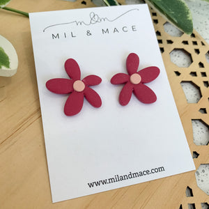 Spring Daisies Polymer Clay Stud Earrings