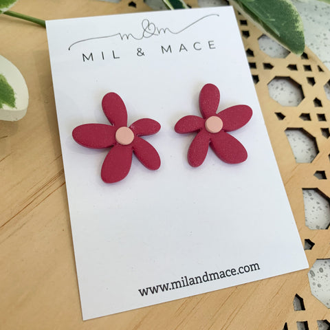 Spring Daisies Polymer Clay Stud Earrings