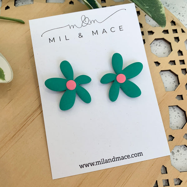Spring Daisies Polymer Clay Stud Earrings