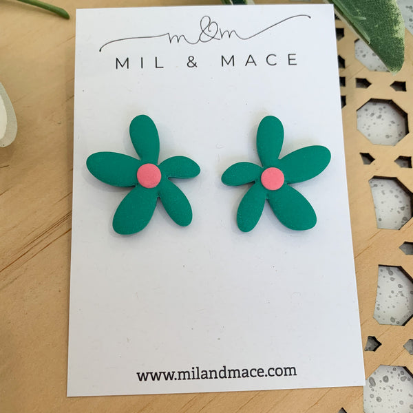 Spring Daisies Polymer Clay Stud Earrings