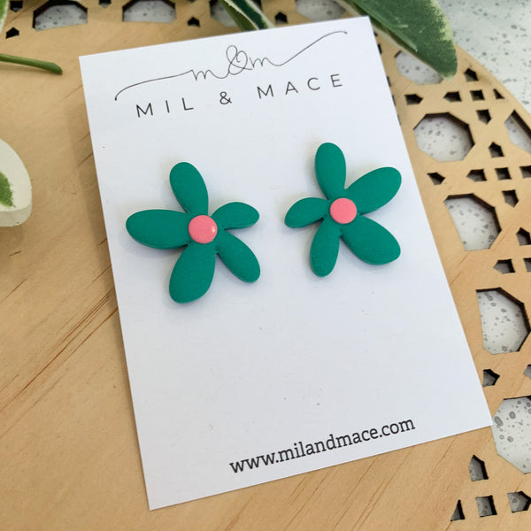 Spring Daisies Polymer Clay Stud Earrings