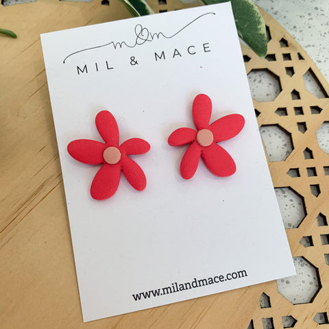 Spring Daisies Polymer Clay Stud Earrings
