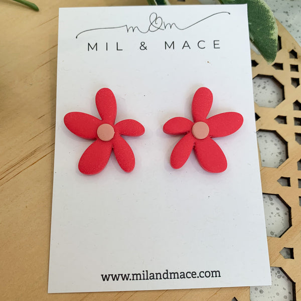 Spring Daisies Polymer Clay Stud Earrings